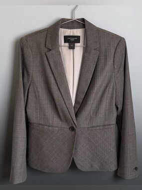 Ann Taylor  Plaid One-Button Blazer Career Wear Office Professional Jacket 10 P